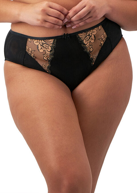 Elomi Teagan High Leg Brief Black / Almond