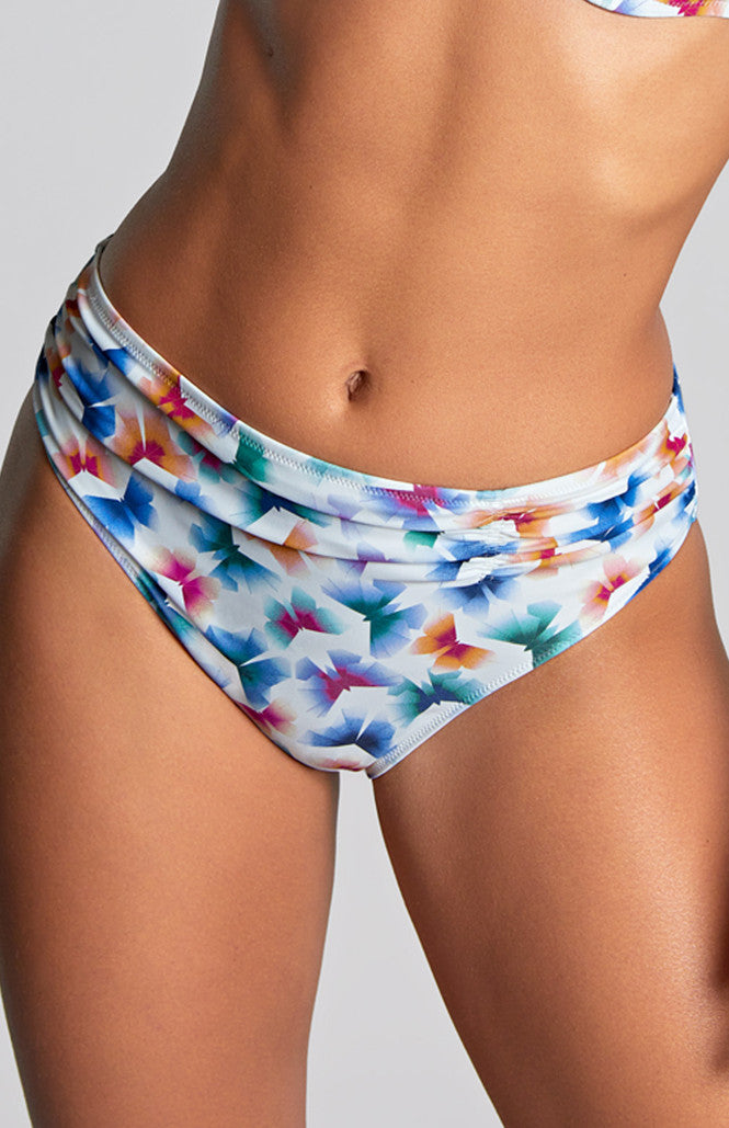 Panache Kara Midi Gather Bikini Bottoms Flutter Print
