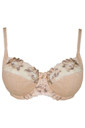 Pour Moi Sofia Lace Embroidered Side Support Bra Latte