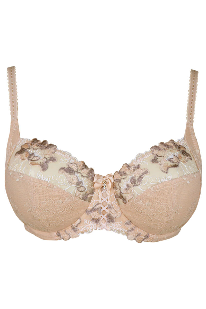 Pour Moi Sofia Lace Embroidered Side Support Bra Latte