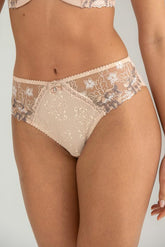Pour Moi Sofia Embroidered Lace Bikini Brief Latte