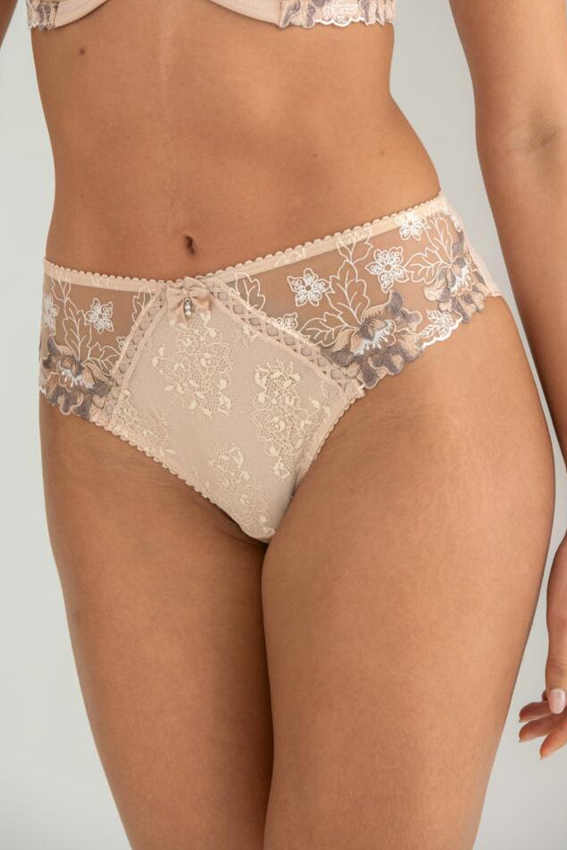 Pour Moi Sofia Embroidered Lace Bikini Brief Latte