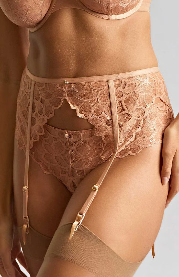 Panache Allure Suspender Belt Champagne Gold